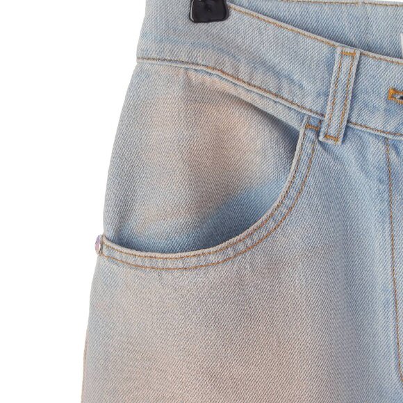 Authentic CHANEL CC 24C Rhinestone Jeans Denim Wide Pants Pink Gradient 34 - Picture 7 of 10